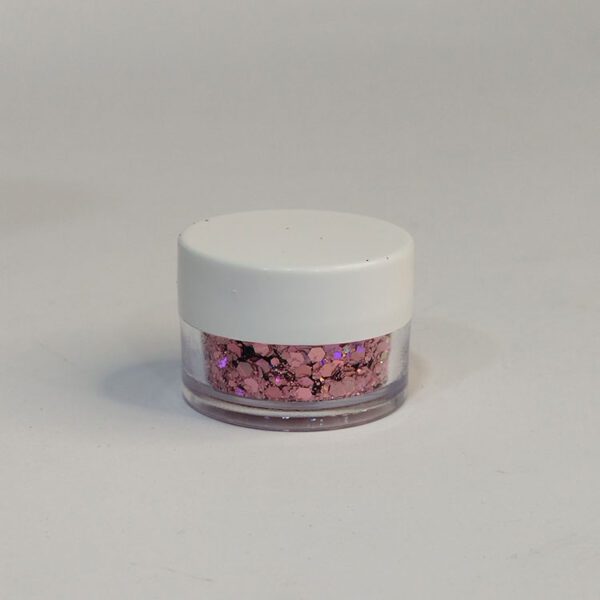 رنگ اکلیلی دانهدرشت صورتی متالیک ۲۰ گرمی – اکلیل براق مخصوص رزین و شمعسازی از هنری شادی