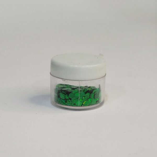 رنگ اکلیلی دانه‌درشت سبز متالیک ۲۰ گرمی – اکلیل براق مخصوص رزین اپوکسی و شمع‌سازی از هنری شادی