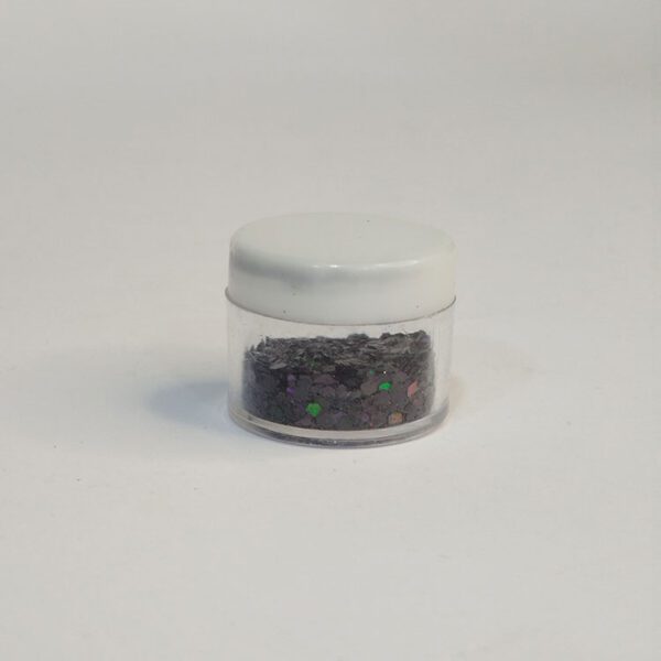 رنگ اکلیلی مشکی هولوگرامی دانهدرشت ۲۰ گرمی – اکلیل براق مخصوص رزین اپوکسی و شمعسازی