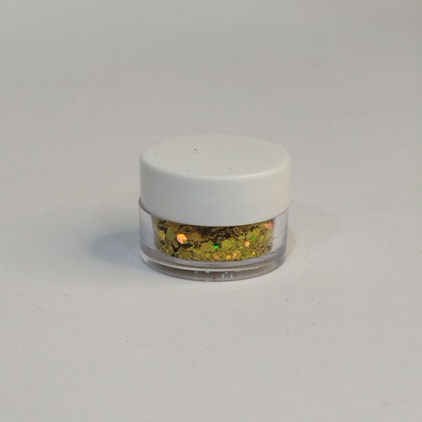 رنگ اکلیلی طلایی دانه‌درشت ۲۰ گرمی – اکلیل براق مخصوص رزین اپوکسی و شمع‌سازی