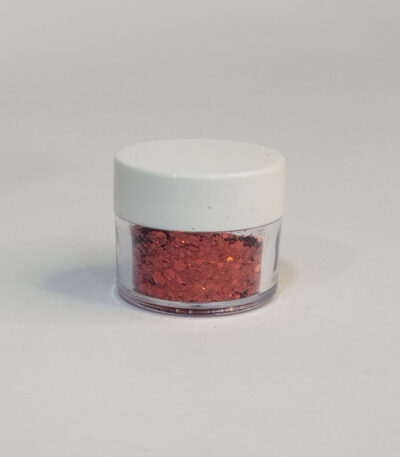 رنگ اکلیلی دانه‌درشت قرمز متالیک ۲۰ گرمی – اکلیل براق مخصوص رزین اپوکسی و شمع‌سازی از هنری شادی