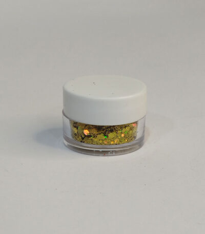 رنگ اکلیلی طلایی دانهدرشت ۲۰ گرمی – اکلیل براق مخصوص رزین اپوکسی و شمعسازی