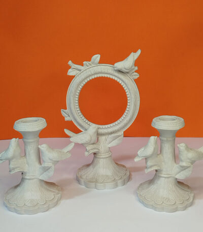 آیینه و شمعدان گنجشک پلی استر خام