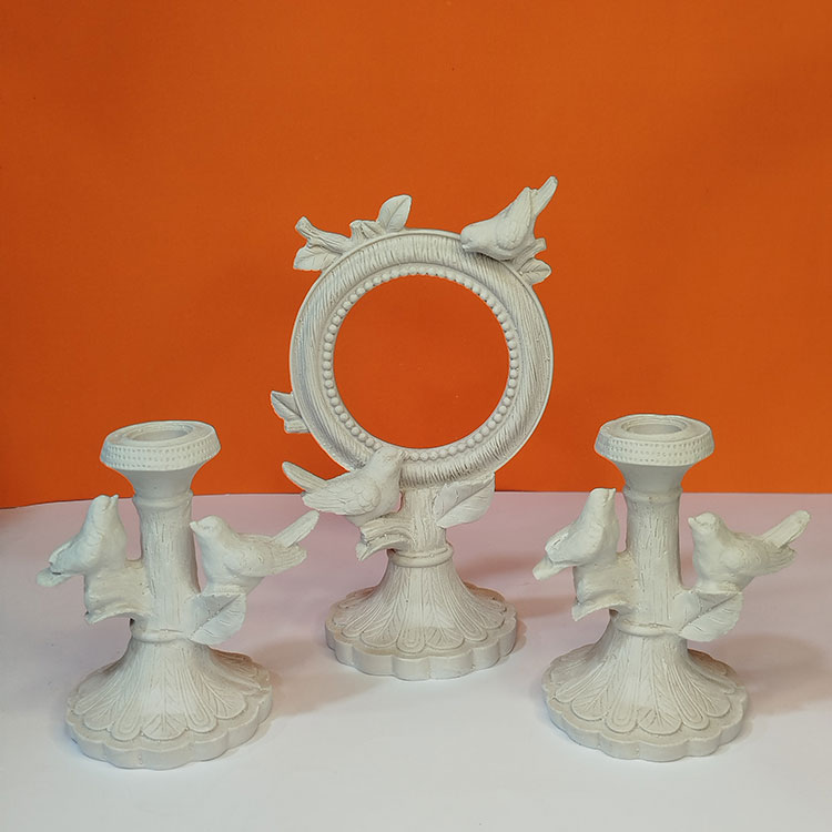 آیینه و شمعدان گنجشک پلی استر خام